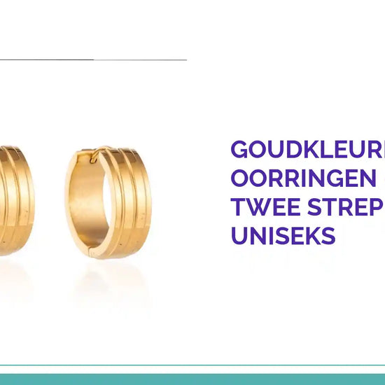 Goudkleurige Oorringen - RVS - Twee Strepen - Uniseks by@Outfy