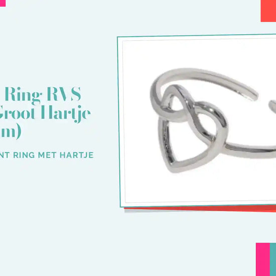 Open Ring RVS met Groot Hartje (14 mm) by@Outfy