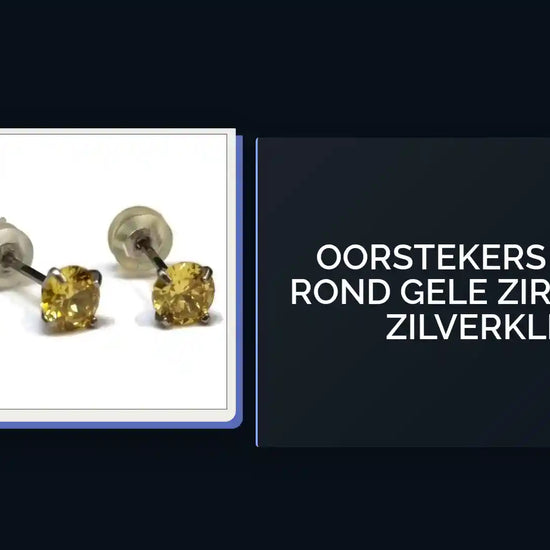 Oorstekers Titanium Rond Gele Zirkonia 5mm Zilverkleurig by@Outfy