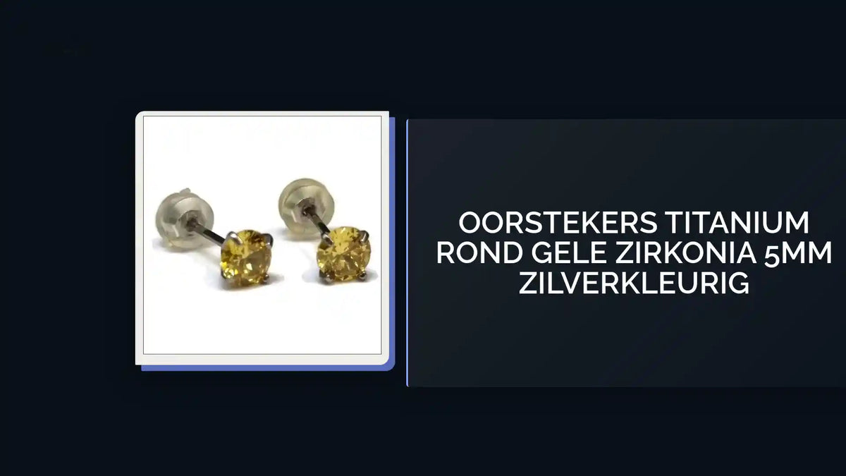 Oorstekers Titanium Rond Gele Zirkonia 5mm Zilverkleurig by@Outfy