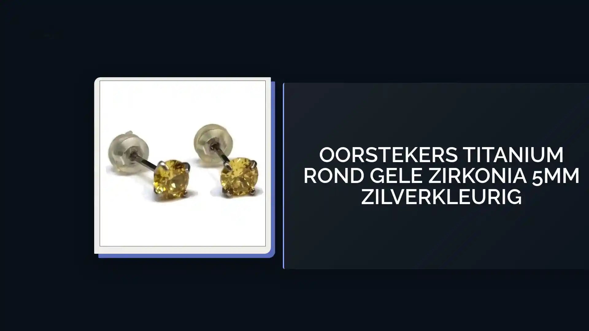 Oorstekers Titanium Rond Gele Zirkonia 5mm Zilverkleurig by@Outfy