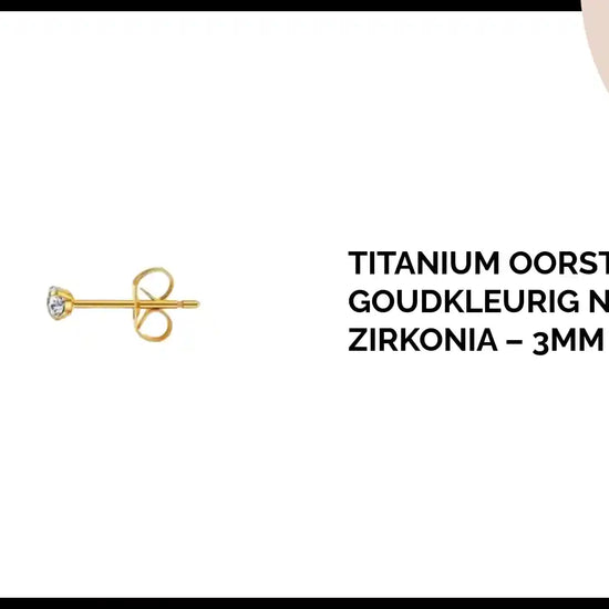 Titanium Oorstekers Goudkleurig Nikkelvrij Zirkonia &ndash; 3mm t/m 8mm by@Outfy