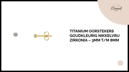 Titanium Oorstekers Goudkleurig Nikkelvrij Zirkonia &ndash; 3mm t/m 8mm by@Outfy