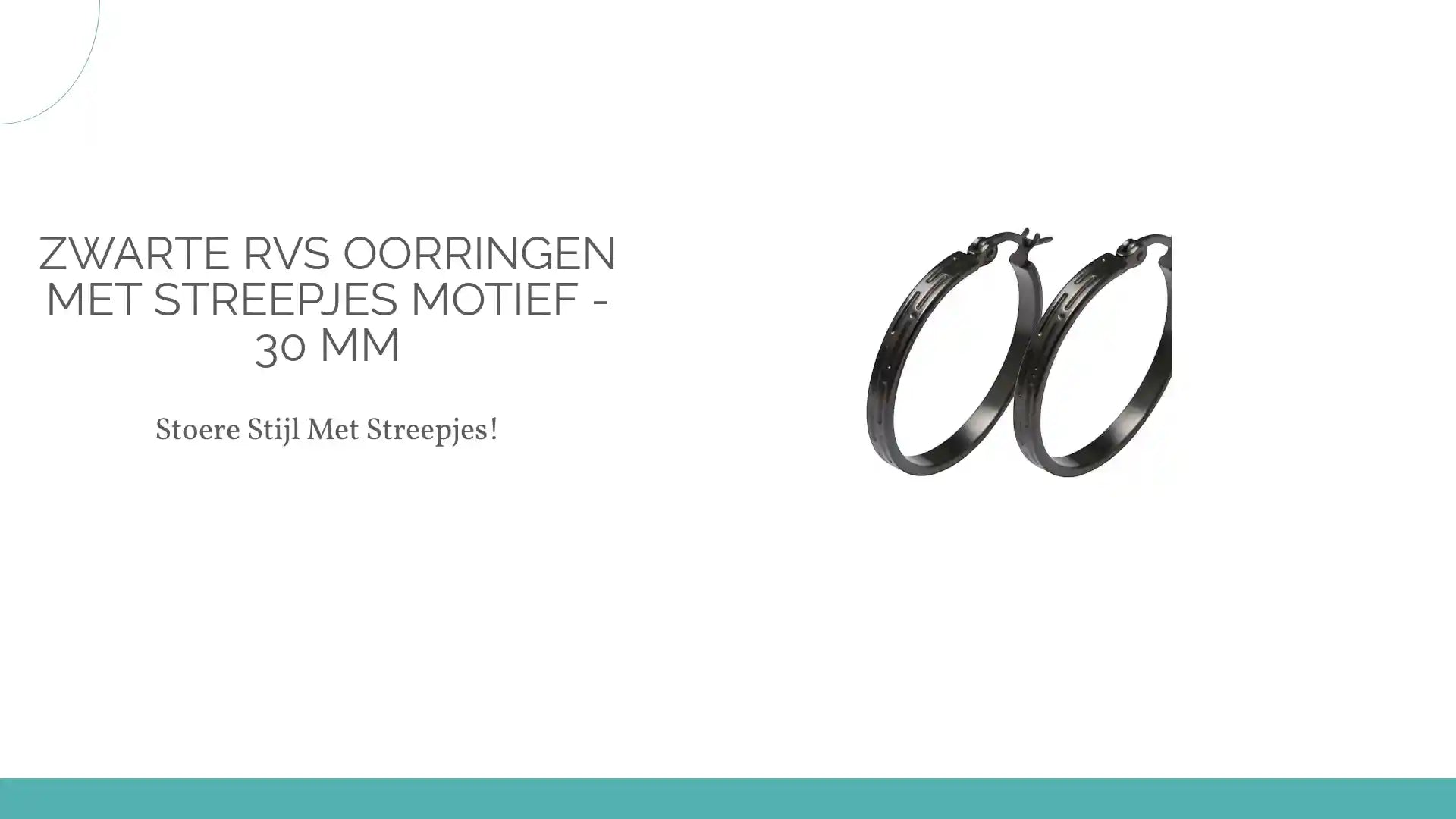 Zwarte RVS Oorringen met Streepjes Motief - 30 mm by@Outfy