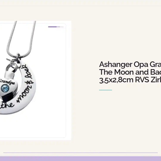 Ashanger Opa Grandpa To The Moon and Back &ndash; 3,5x2,8cm RVS Zirkonia by@Outfy