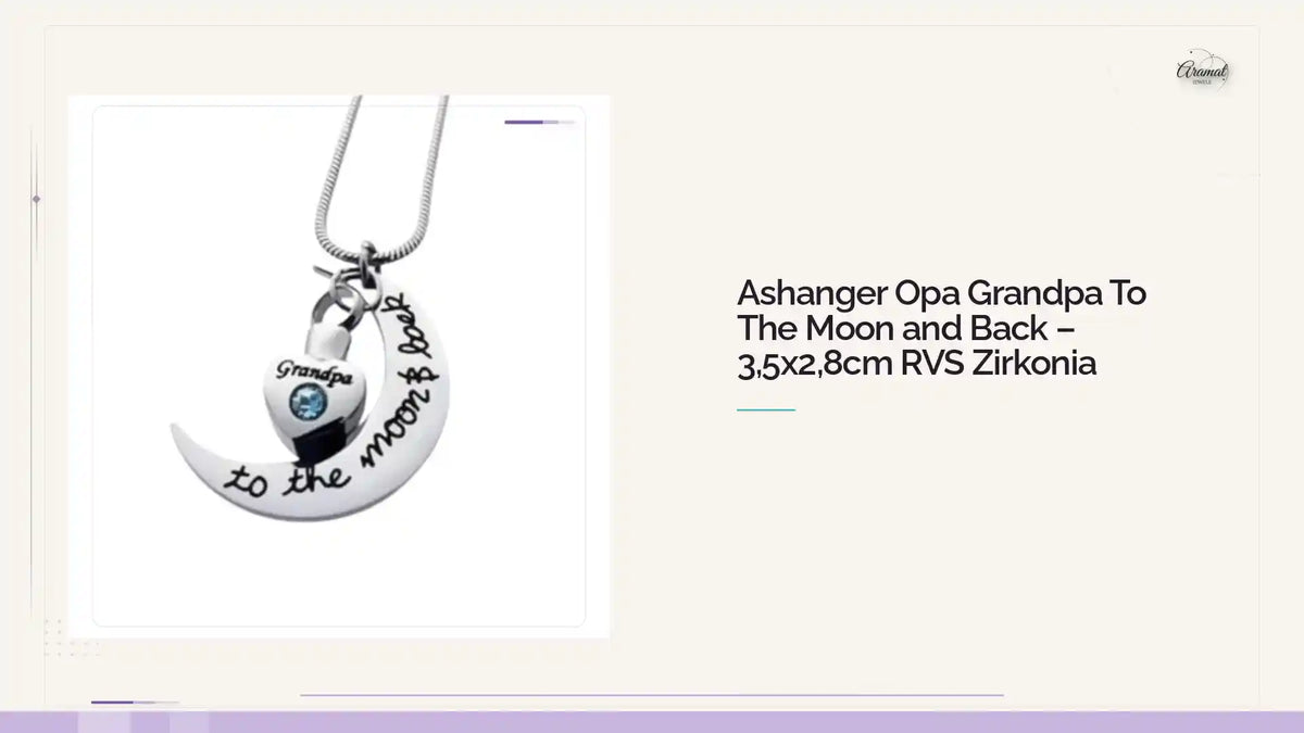 Ashanger Opa Grandpa To The Moon and Back &ndash; 3,5x2,8cm RVS Zirkonia by@Outfy