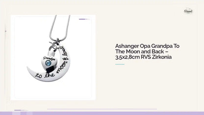 Ashanger Opa Grandpa To The Moon and Back &ndash; 3,5x2,8cm RVS Zirkonia by@Outfy