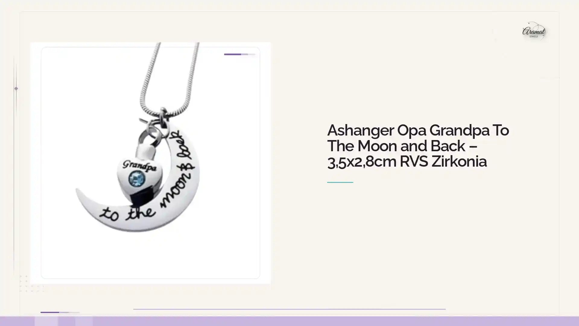 Ashanger Opa Grandpa To The Moon and Back &ndash; 3,5x2,8cm RVS Zirkonia by@Outfy