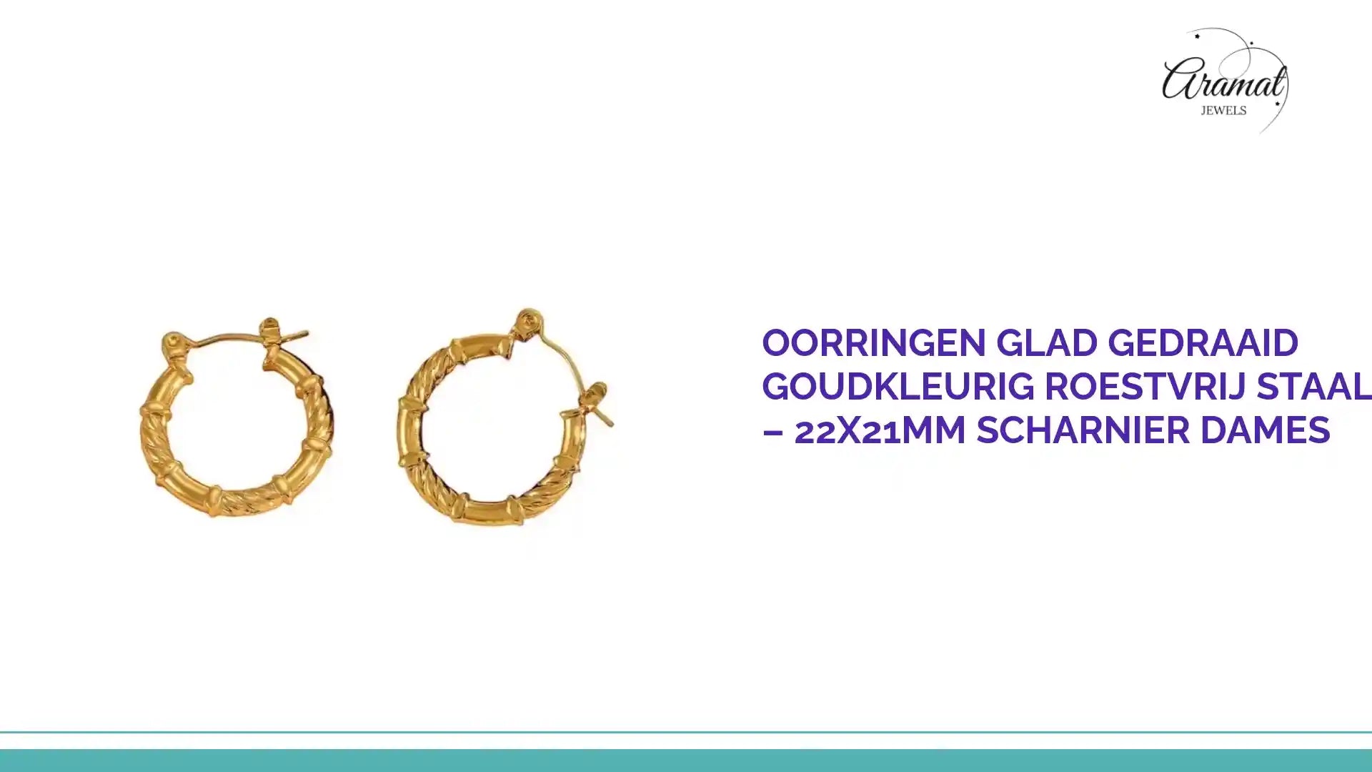 Oorringen Glad Gedraaid Goudkleurig Roestvrij Staal &ndash; 22x21mm Scharnier Dames by@Outfy