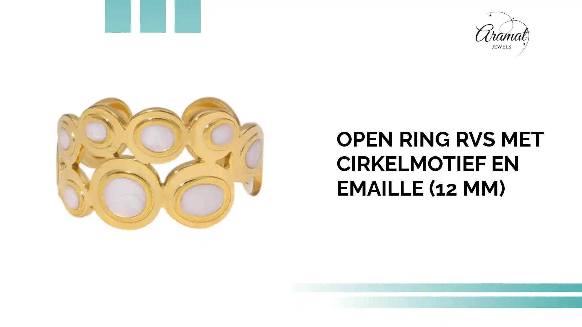 Open Ring RVS met Cirkelmotief en Emaille (12 mm) by@Outfy