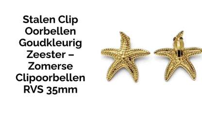 Stalen Clip Oorbellen Goudkleurig Zeester &ndash; Zomerse Clipoorbellen RVS 35mm by@Outfy