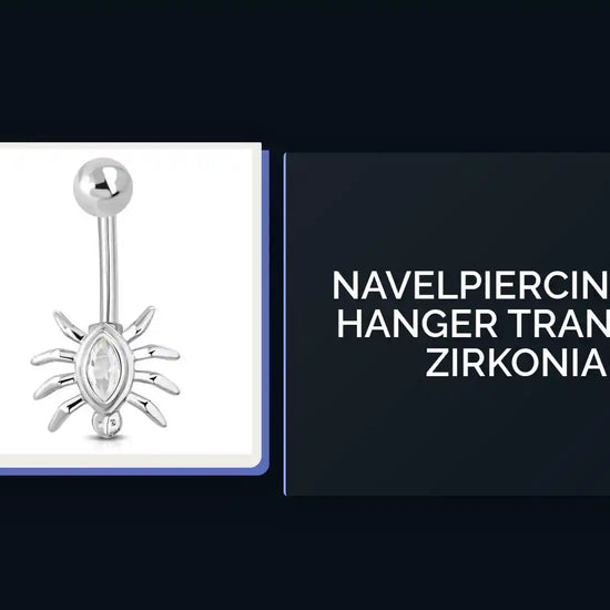 Navelpiercing RVS Spin Hanger Transparante Zirkonia 25mm by@Outfy