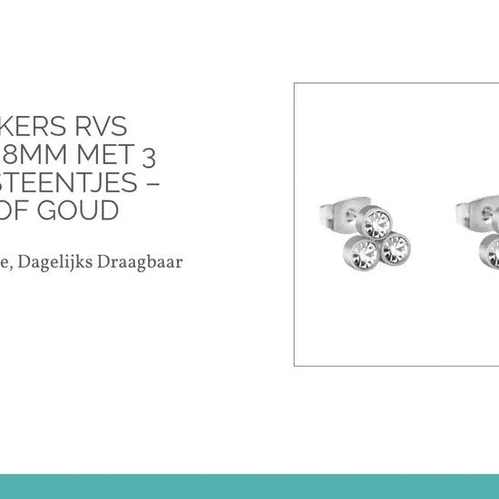 Oorstekers RVS Driehoek 8mm met 3 Zirkonia Steentjes &ndash; Zilver of Goud by@Outfy