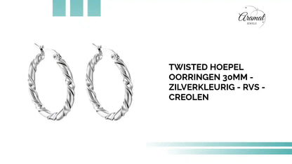 Twisted Hoepel Oorringen 30mm - Zilverkleurig - RVS - Creolen by@Outfy