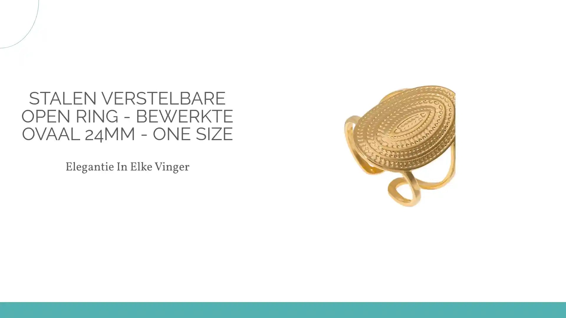 Stalen Verstelbare Open Ring - Bewerkte Ovaal 24mm - One Size by@Outfy