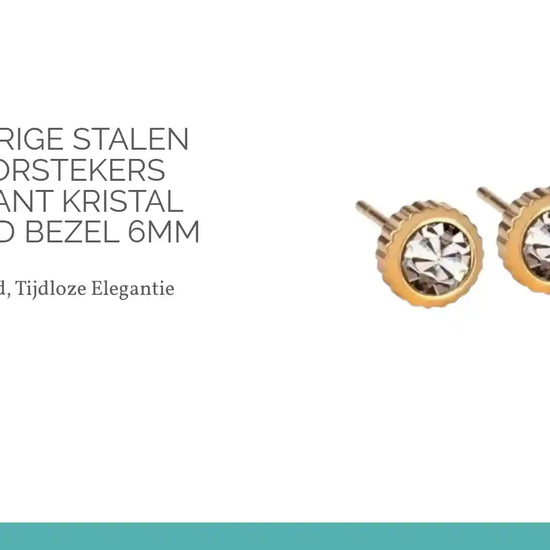 Goudkleurige Stalen Ronde Oorstekers Transparant Kristal Kartelrand Bezel 6mm by@Outfy