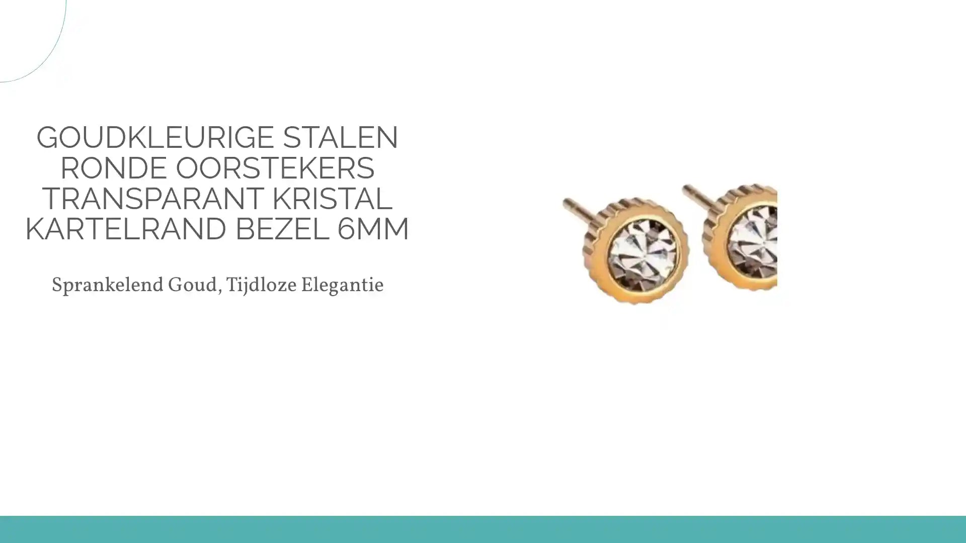 Goudkleurige Stalen Ronde Oorstekers Transparant Kristal Kartelrand Bezel 6mm by@Outfy