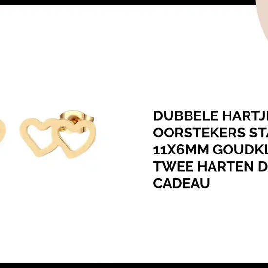 Dubbele Hartjes Oorstekers Staal &ndash; 11x6mm Goudkleurig Twee Harten Dames Cadeau by@Outfy