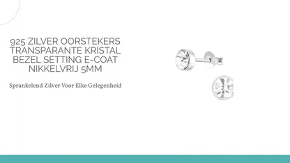 925 Zilver Oorstekers Transparante Kristal Bezel Setting E-coat Nikkelvrij 5mm by@Outfy