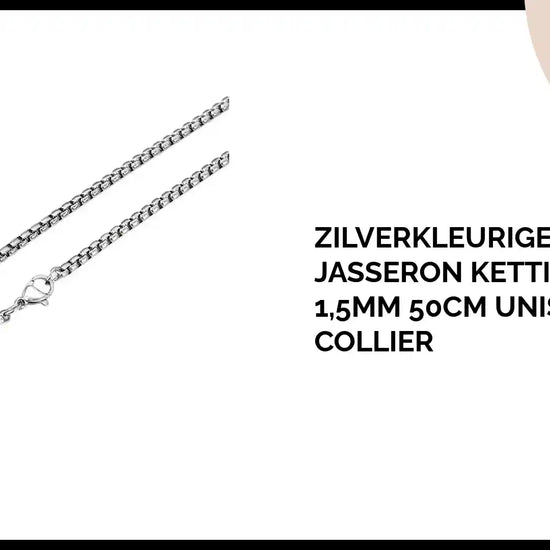Zilverkleurige Jasseron Ketting RVS 1,5mm 50cm Unisex Fijn Collier by@Outfy