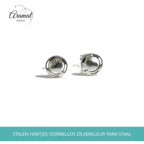 Stalen Hartjes Oorbellen Zilverkleur 9mm Staal by@Outfy