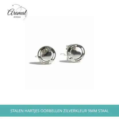 Stalen Hartjes Oorbellen Zilverkleur 9mm Staal by@Outfy