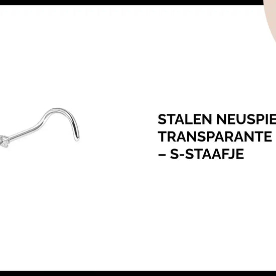 Stalen Neuspiercing Transparante Zirkonia &ndash; S-Staafje by@Outfy