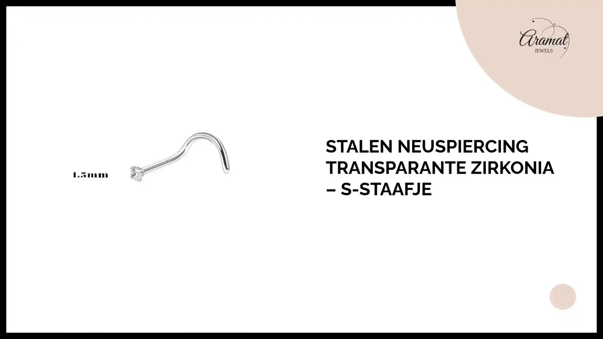 Stalen Neuspiercing Transparante Zirkonia &ndash; S-Staafje by@Outfy