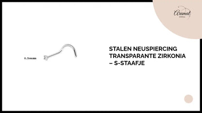 Stalen Neuspiercing Transparante Zirkonia &ndash; S-Staafje by@Outfy