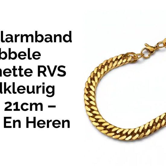 Schakelarmband Dubbele Gourmette RVS Goudkleurig 6mm 21cm &ndash; Dames en Heren by@Outfy