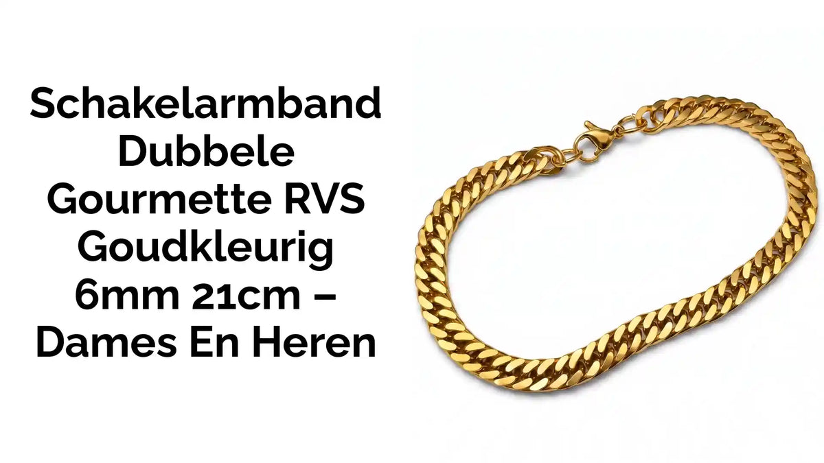 Schakelarmband Dubbele Gourmette RVS Goudkleurig 6mm 21cm &ndash; Dames en Heren by@Outfy