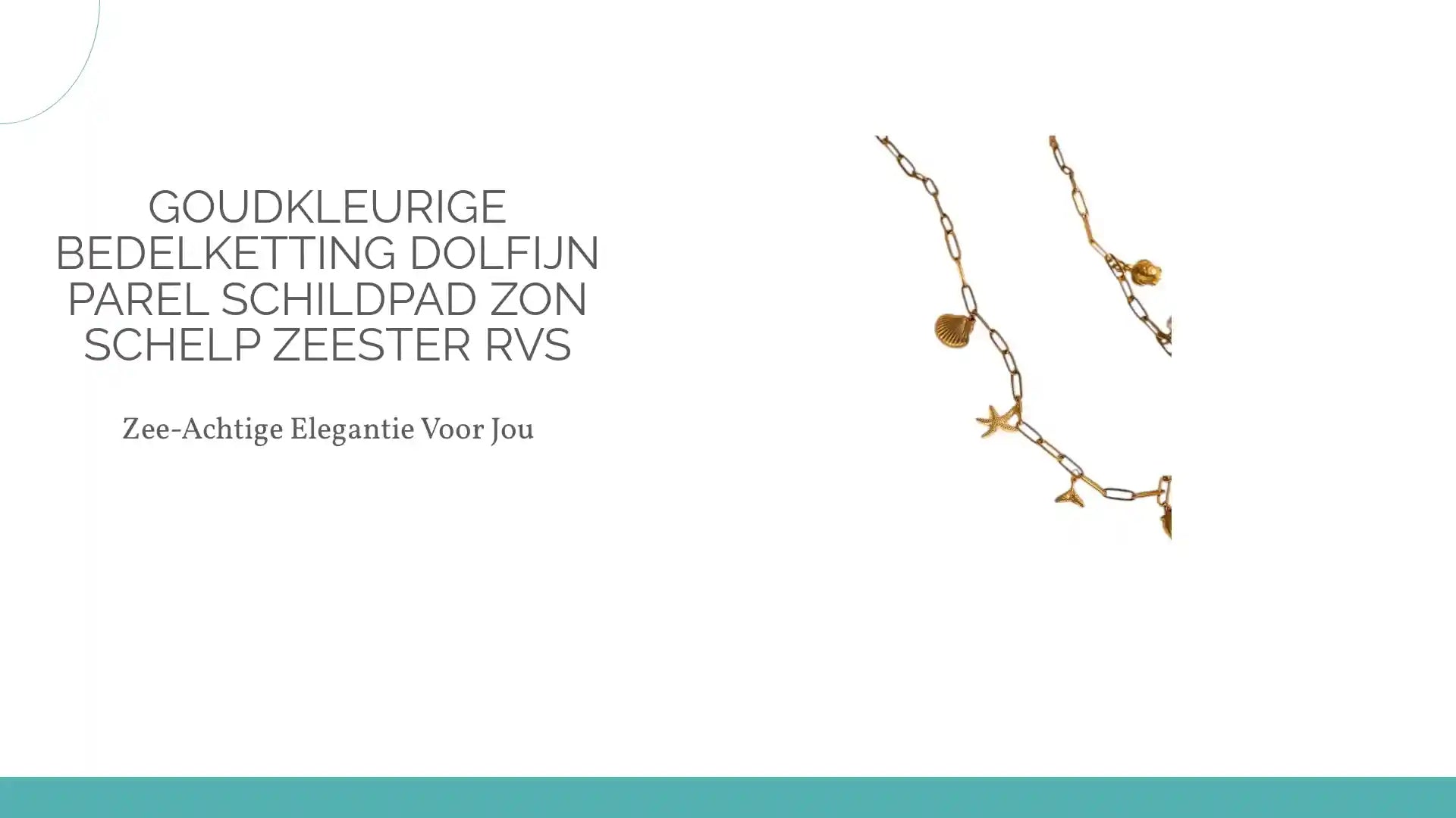 Goudkleurige Bedelketting Dolfijn Parel Schildpad Zon Schelp Zeester RVS by@Outfy