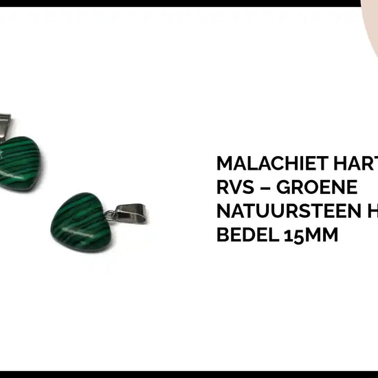 Malachiet Hart Hanger RVS &ndash; Groene Natuursteen Hartvorm Bedel 15mm by@Outfy