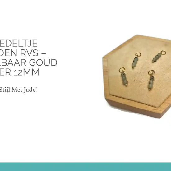 Jade Bedeltje Grijsgroen RVS &ndash; Verwisselbaar Goud of Zilver 12mm by@Outfy
