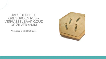 Jade Bedeltje Grijsgroen RVS &ndash; Verwisselbaar Goud of Zilver 12mm by@Outfy