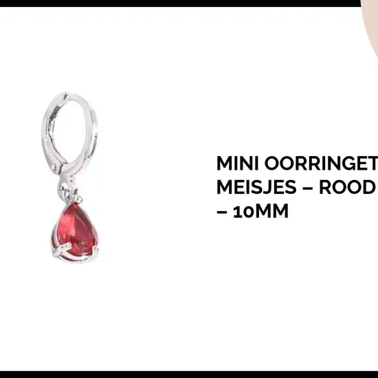 Mini Oorringetjes voor Meisjes &ndash; Rood Zirkonia &ndash; 10mm by@Outfy