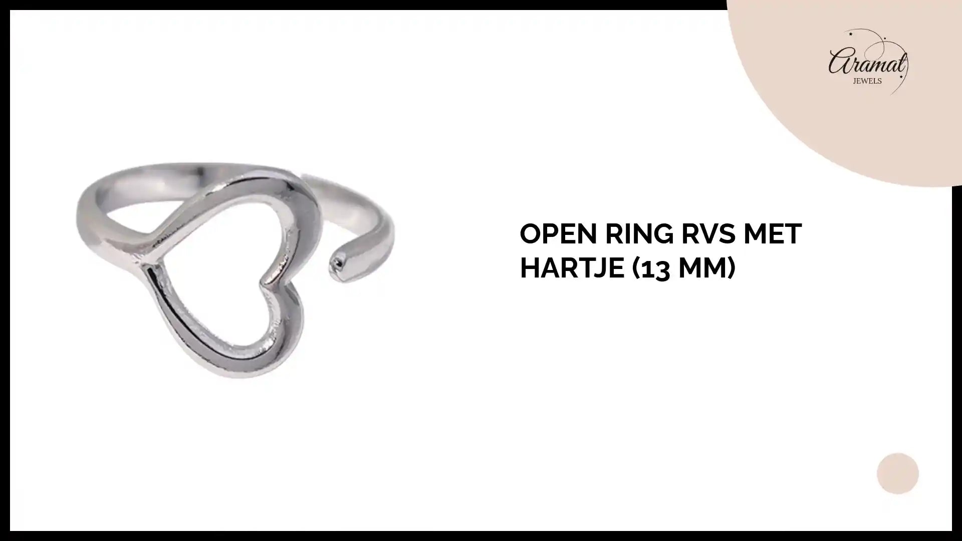 Open Ring RVS met Hartje (13 mm) by@Outfy