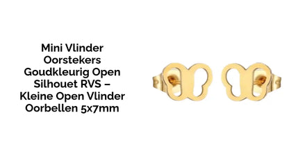 Mini Vlinder Oorstekers Goudkleurig Open Silhouet RVS &ndash; Kleine Open Vlinder Oorbellen 5x7mm by@Outfy