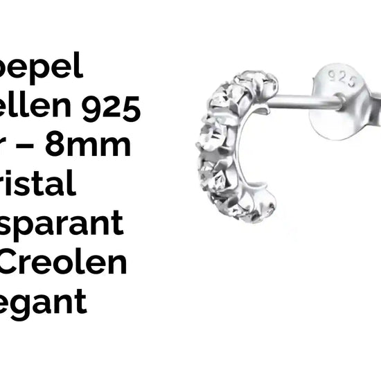 Hoepel Oorbellen 925 Zilver &ndash; 8mm Kristal Transparant Mini Creolen Elegant by@Outfy