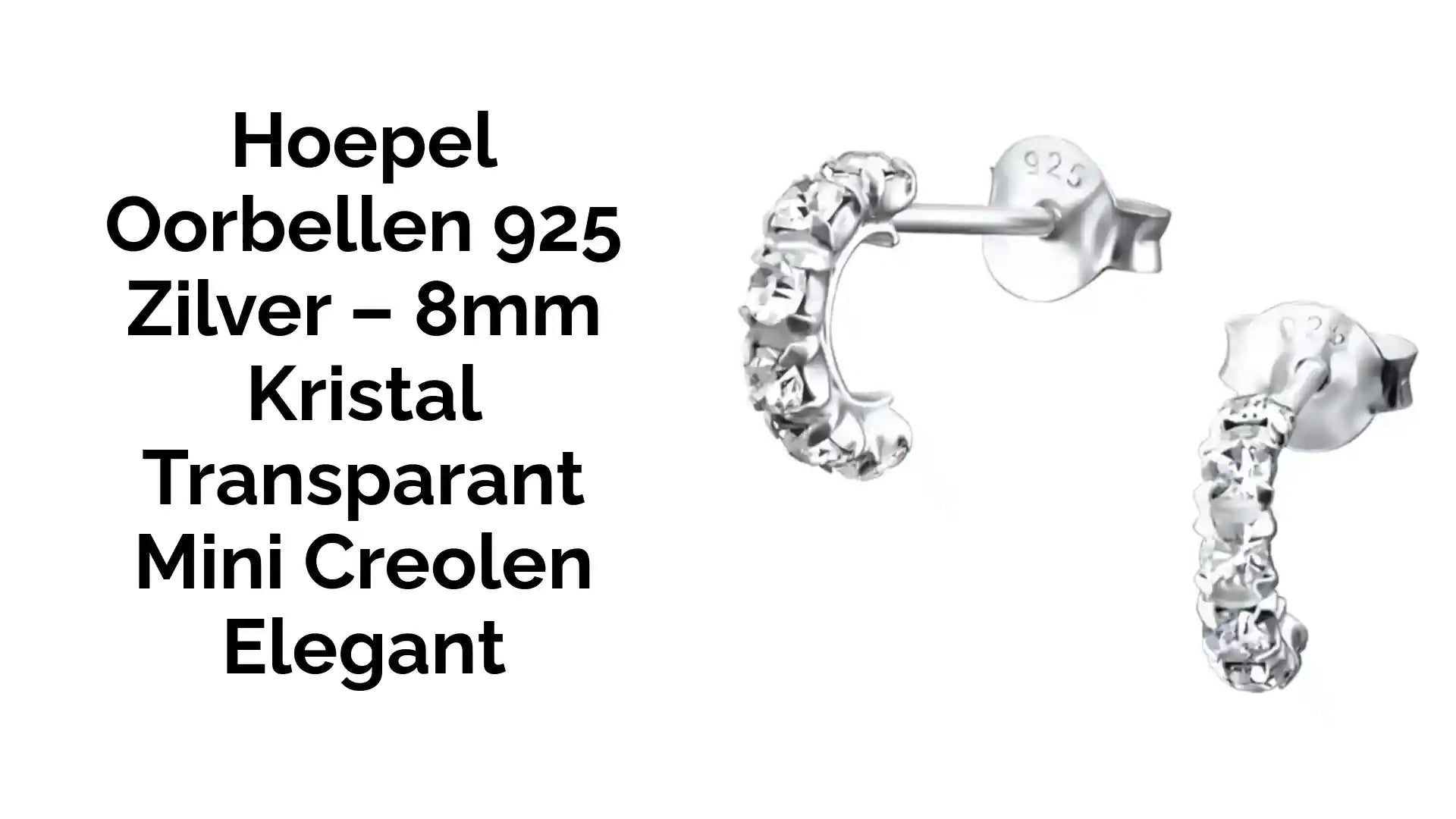 Hoepel Oorbellen 925 Zilver &ndash; 8mm Kristal Transparant Mini Creolen Elegant by@Outfy