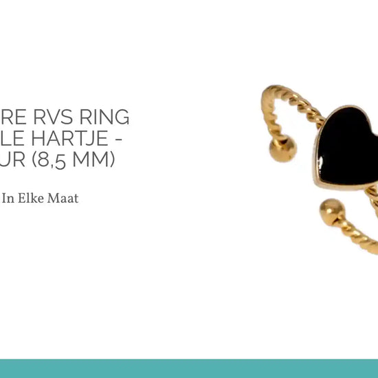 Verstelbare RVS Ring met Emaille Hartje - Goudkleur (8,5 mm) by@Outfy