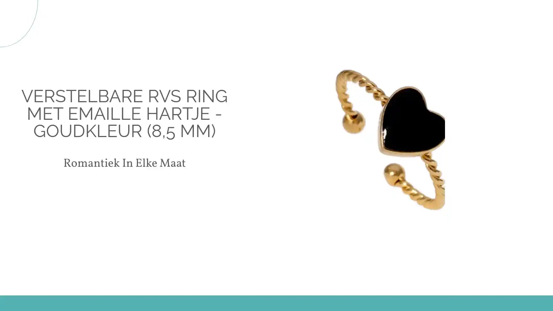 Verstelbare RVS Ring met Emaille Hartje - Goudkleur (8,5 mm) by@Outfy