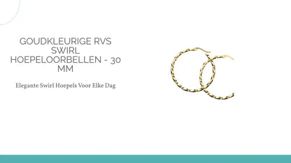 Goudkleurige RVS Swirl Hoepeloorbellen - 30 mm by@Outfy