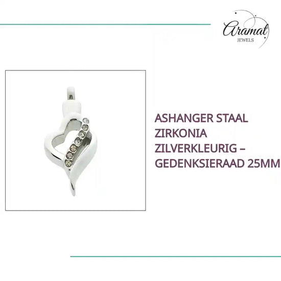 Ashanger Staal Zirkonia Zilverkleurig &ndash; Gedenksieraad 25mm by@Outfy