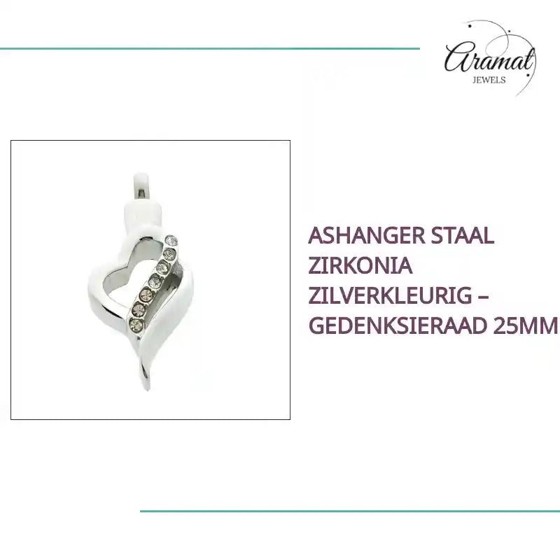 Ashanger Staal Zirkonia Zilverkleurig &ndash; Gedenksieraad 25mm by@Outfy