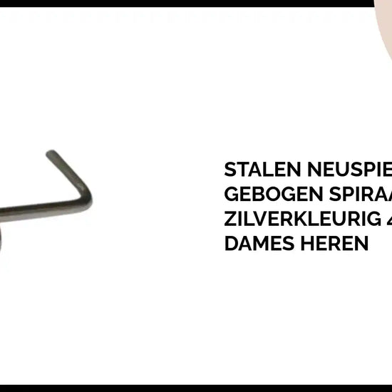 Stalen Neuspiercing Gebogen Spiraal Zilverkleurig 4mm &ndash; Dames Heren by@Outfy