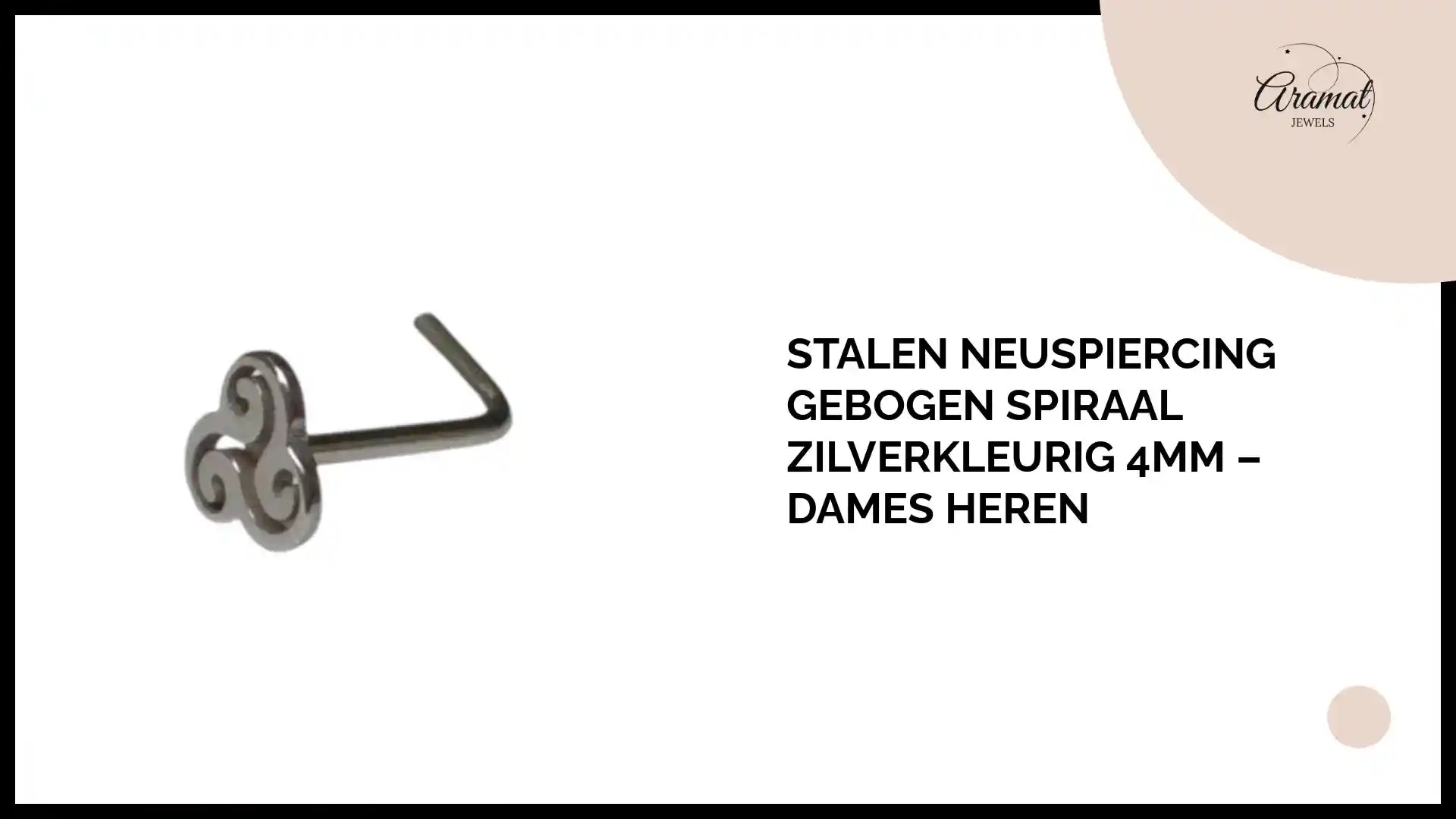 Stalen Neuspiercing Gebogen Spiraal Zilverkleurig 4mm &ndash; Dames Heren by@Outfy
