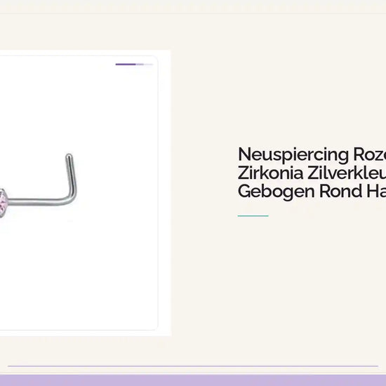 Neuspiercing Roze Zirkonia Zilverkleurig Staal Gebogen Rond Hart Ster by@Outfy