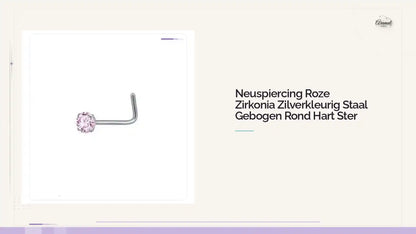 Neuspiercing Roze Zirkonia Zilverkleurig Staal Gebogen Rond Hart Ster by@Outfy