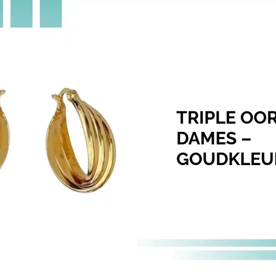Triple oorringen dames &ndash; goudkleurig by@Outfy